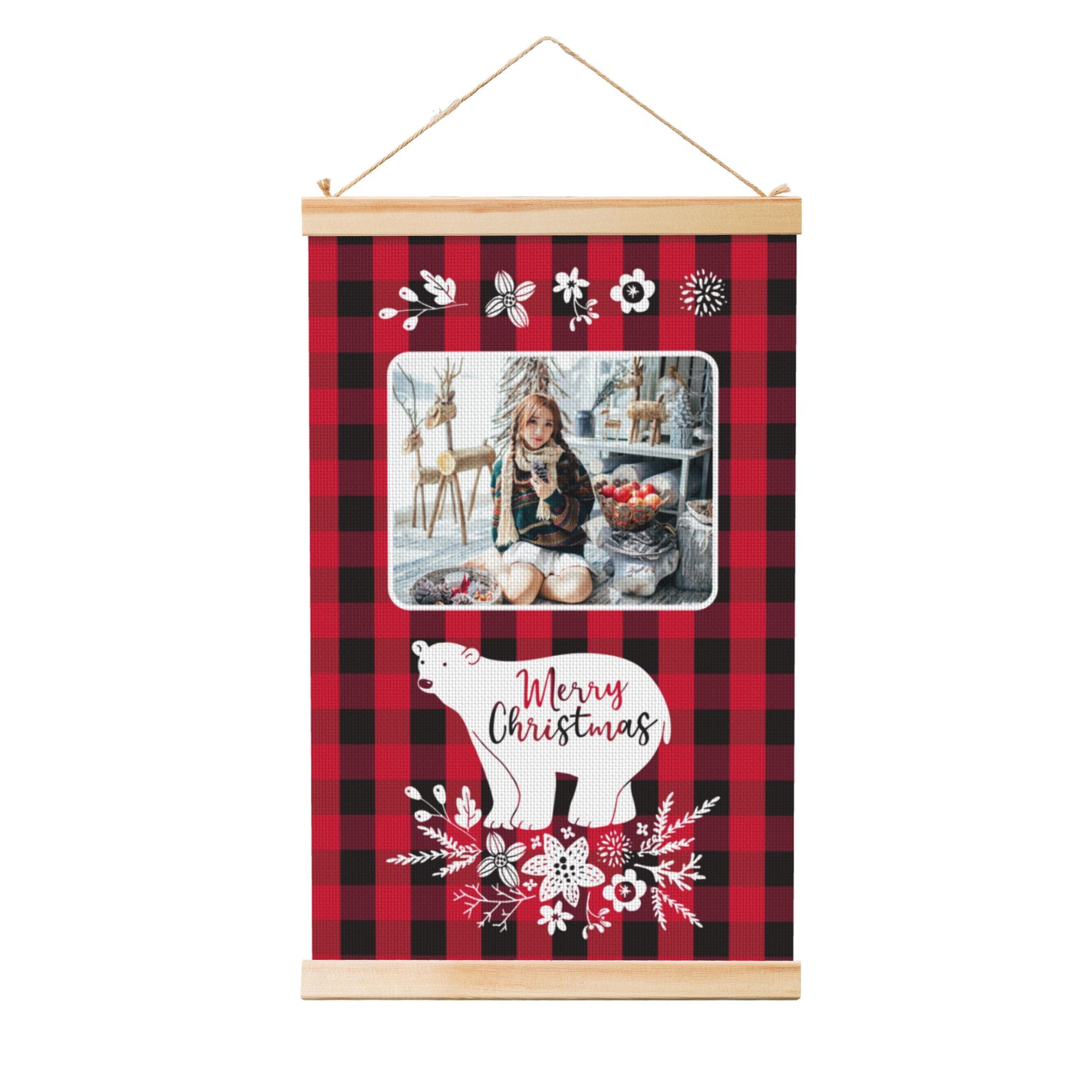 Personalized Christmas Bear Wooden Poster