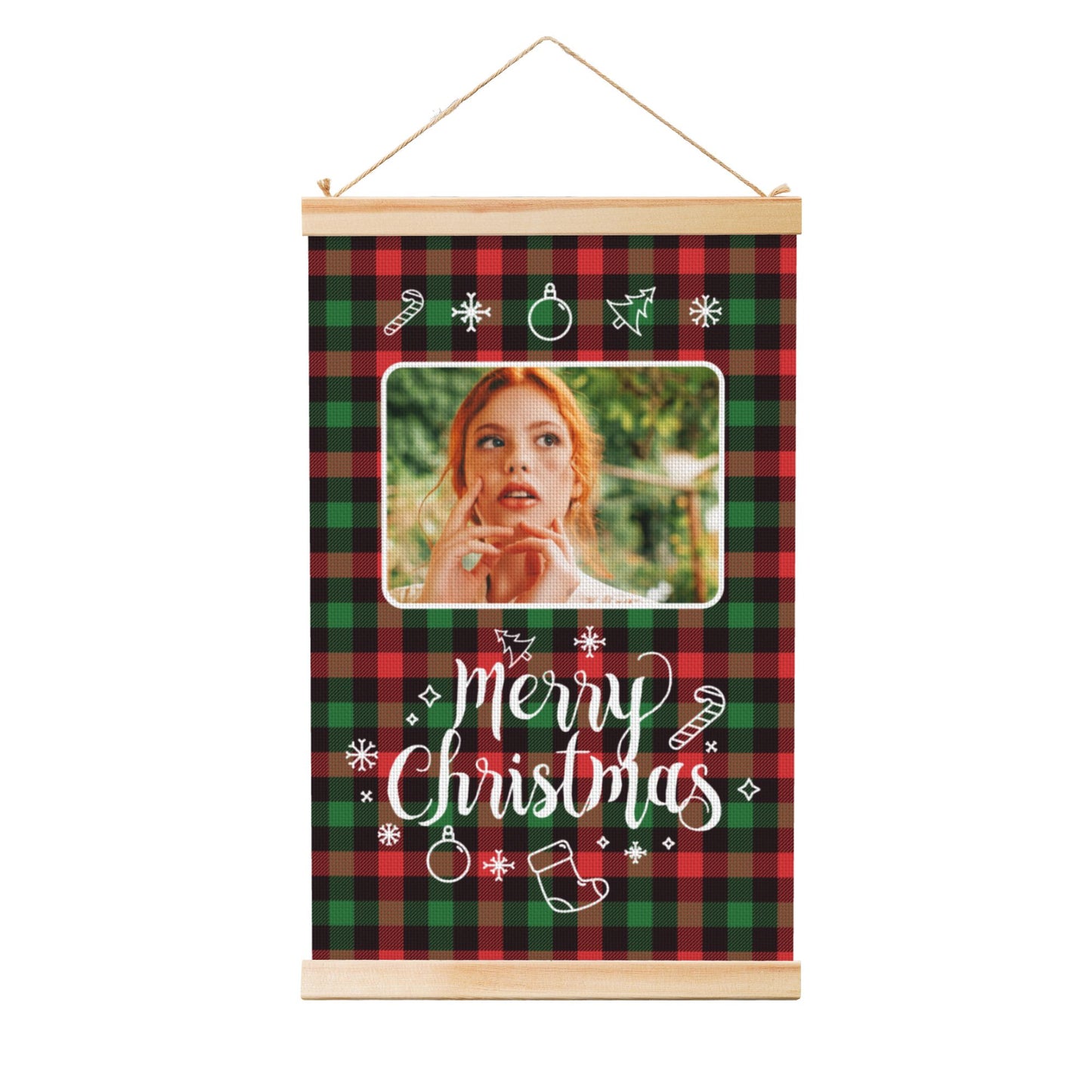 Personalized Christmas Wooden Poster Plaid