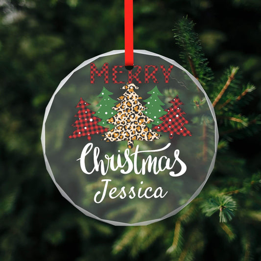 Christmas Tree Glass Ornaments with Name