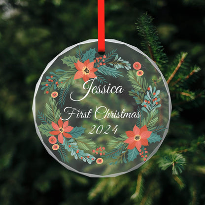 Custom First Christmas Glass Ornaments