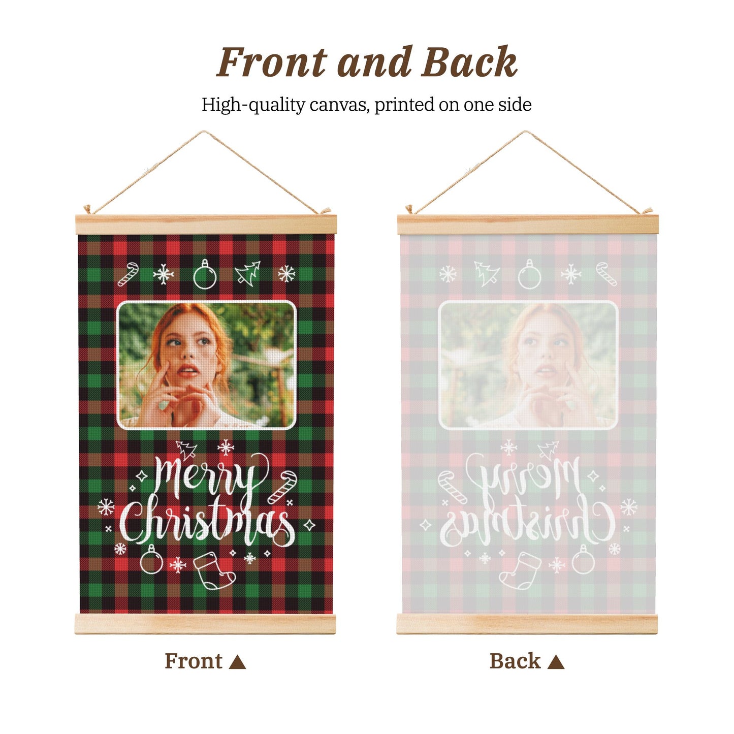 Personalized Christmas Wooden Poster Plaid