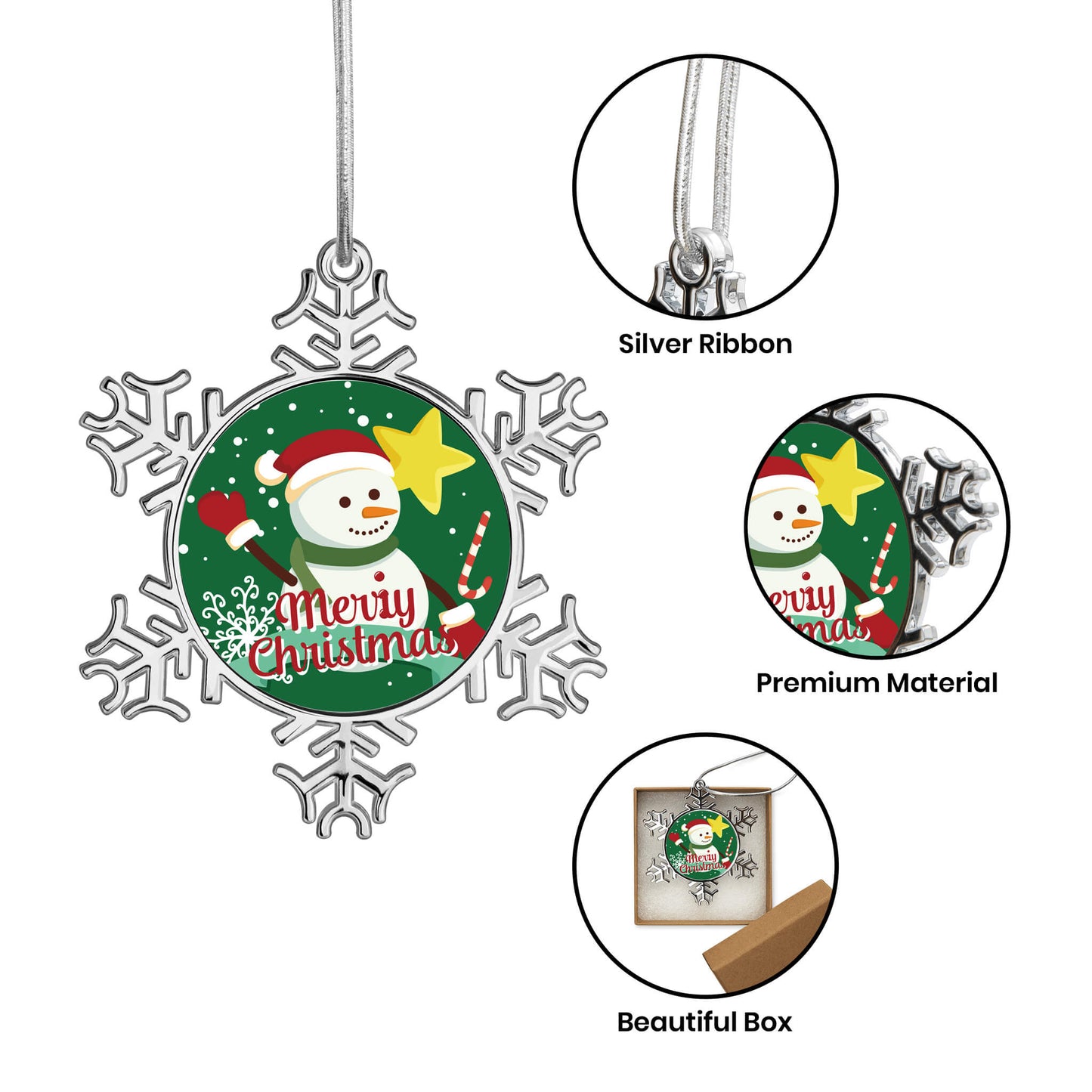 Custom Snowflake Snowman Ornament