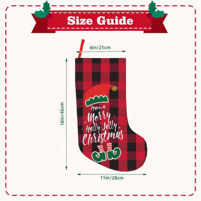 Personalized Christmas stocking Santa Plaid