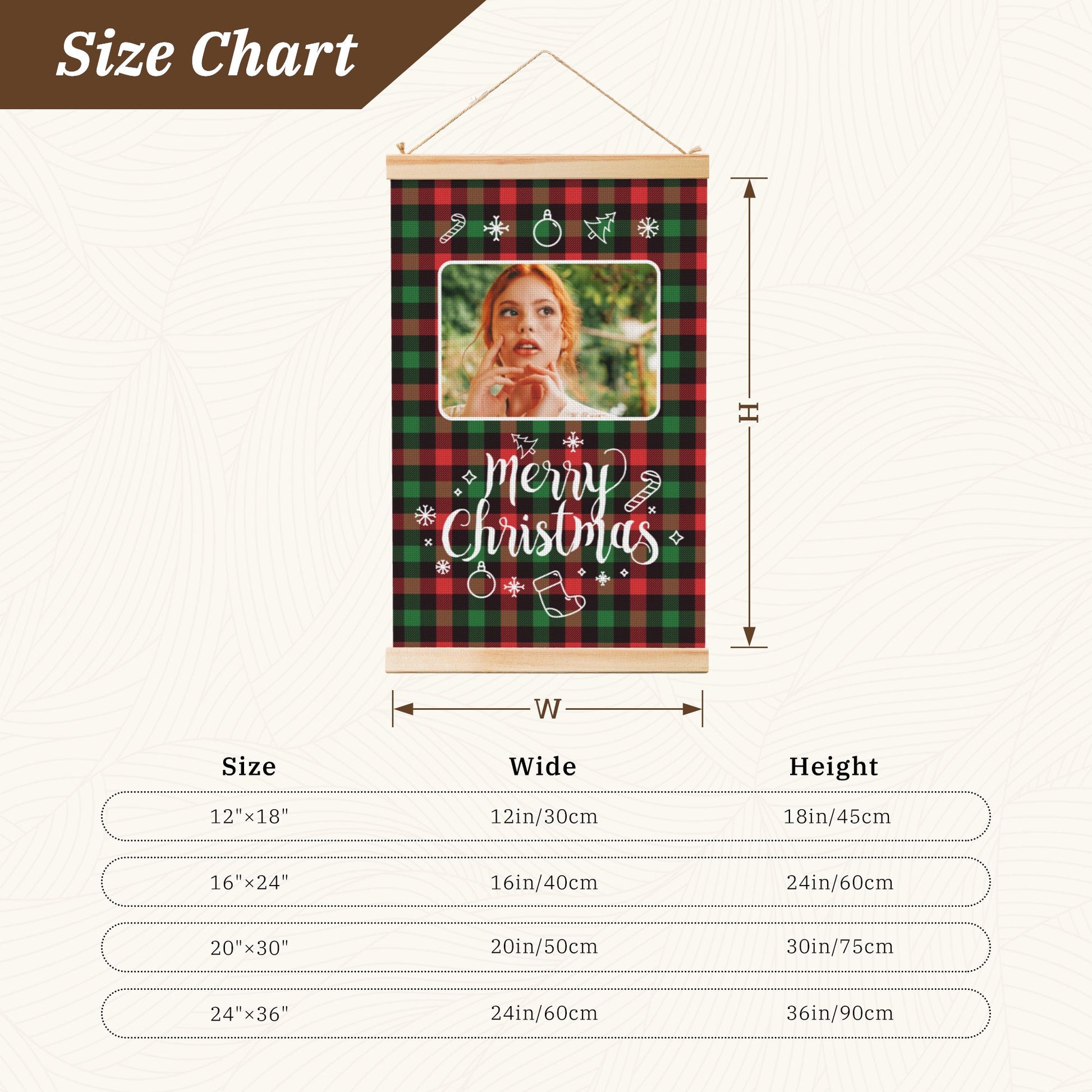 Personalized Christmas Wooden Poster Plaid