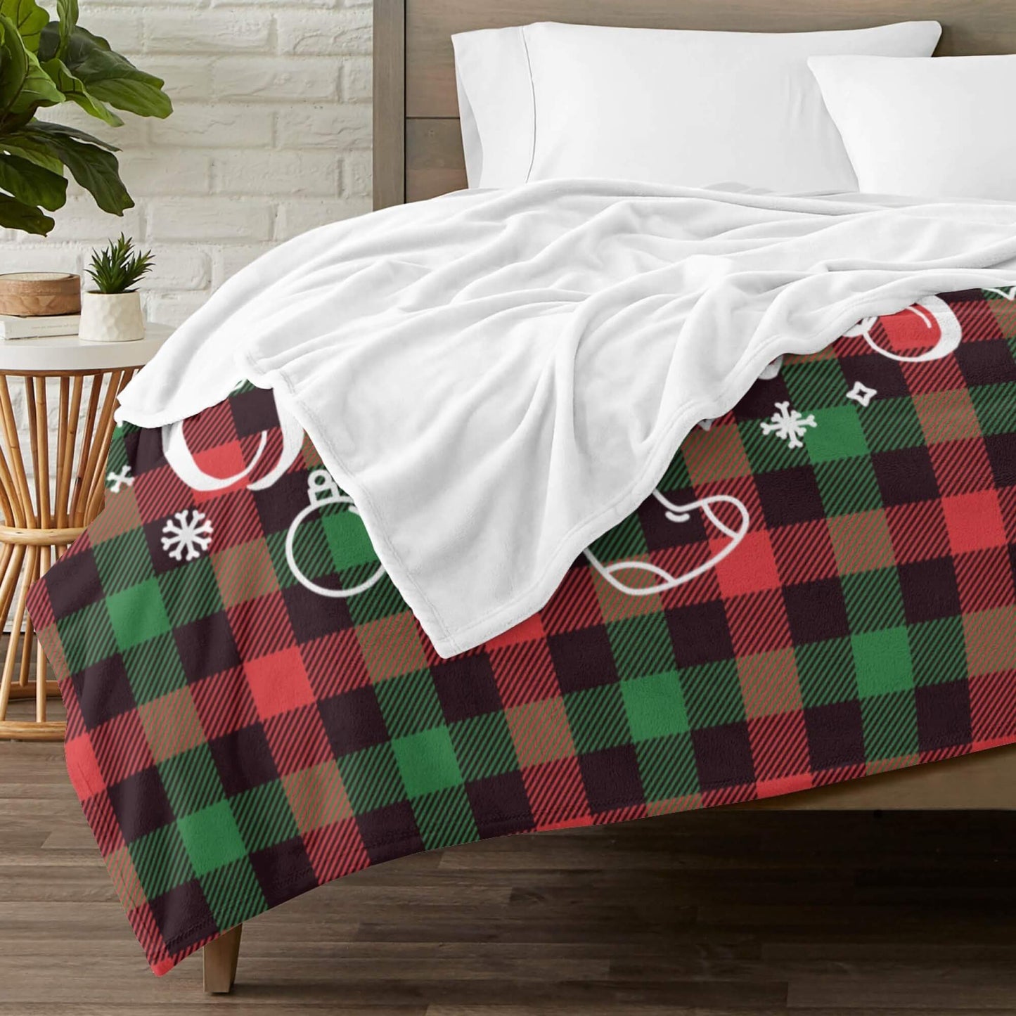 Personalized Plaid Christmas Blanket with Name