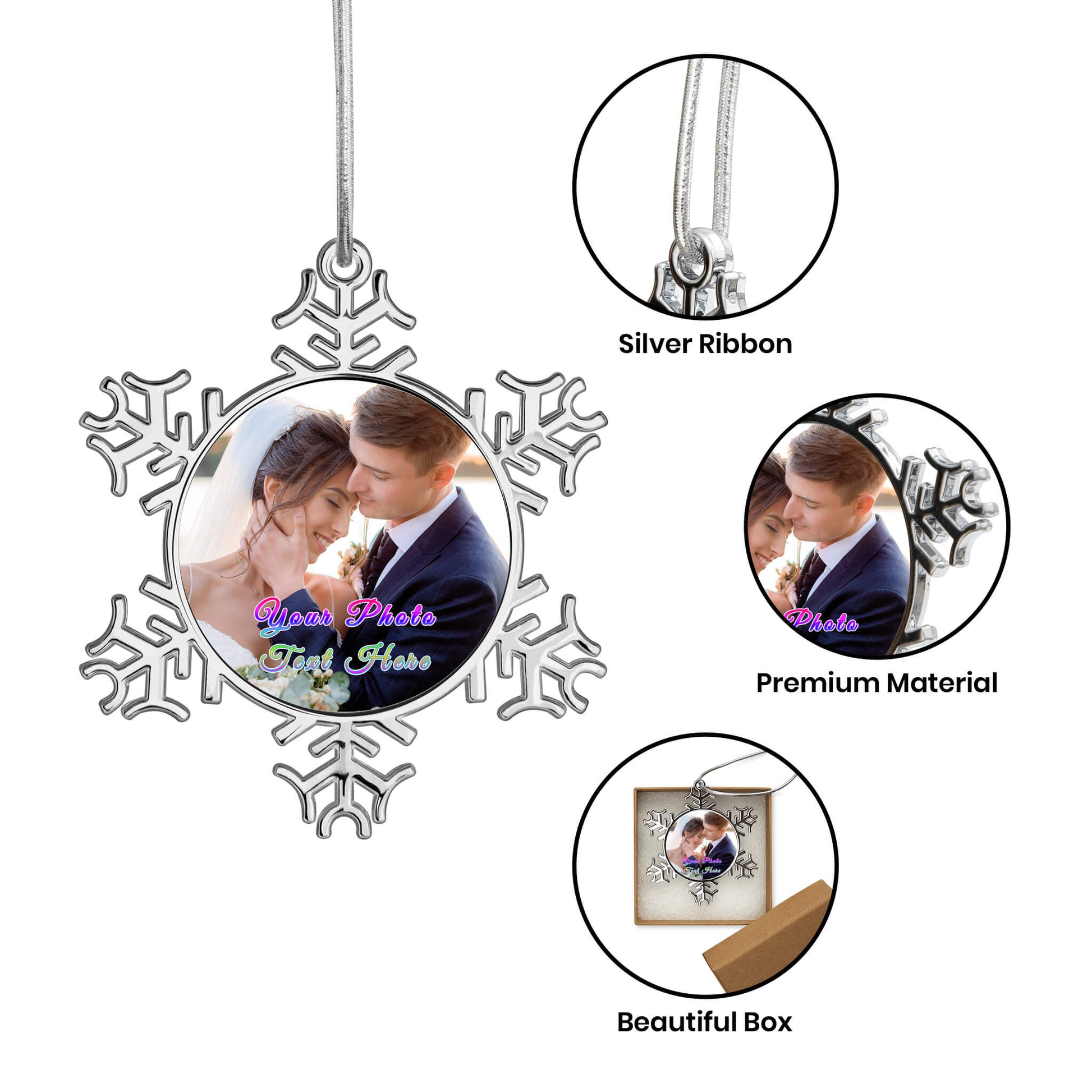 Custom Christmas Snowflake Ornaments with Photo