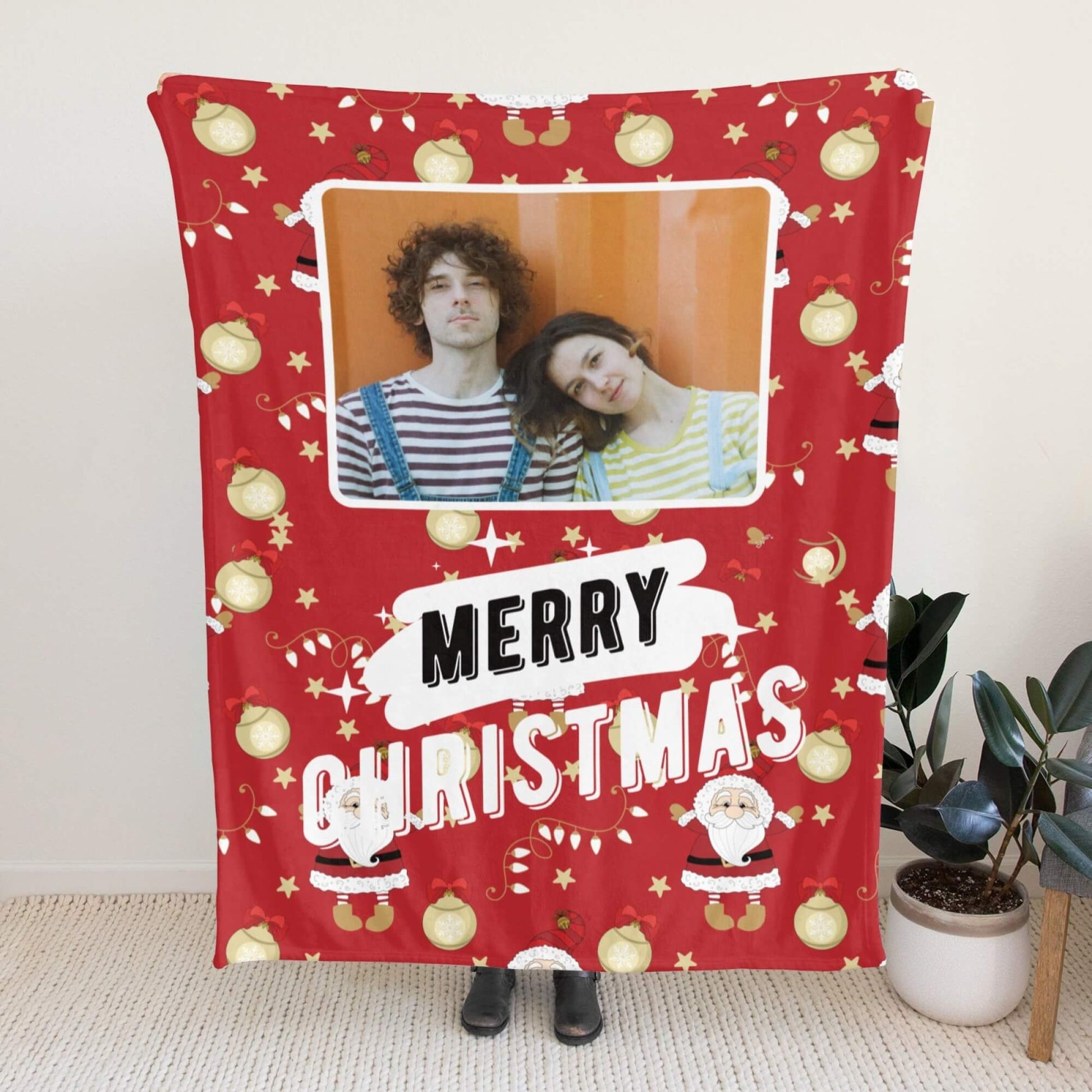 Personalized Christmas Santa Blanket with Photo