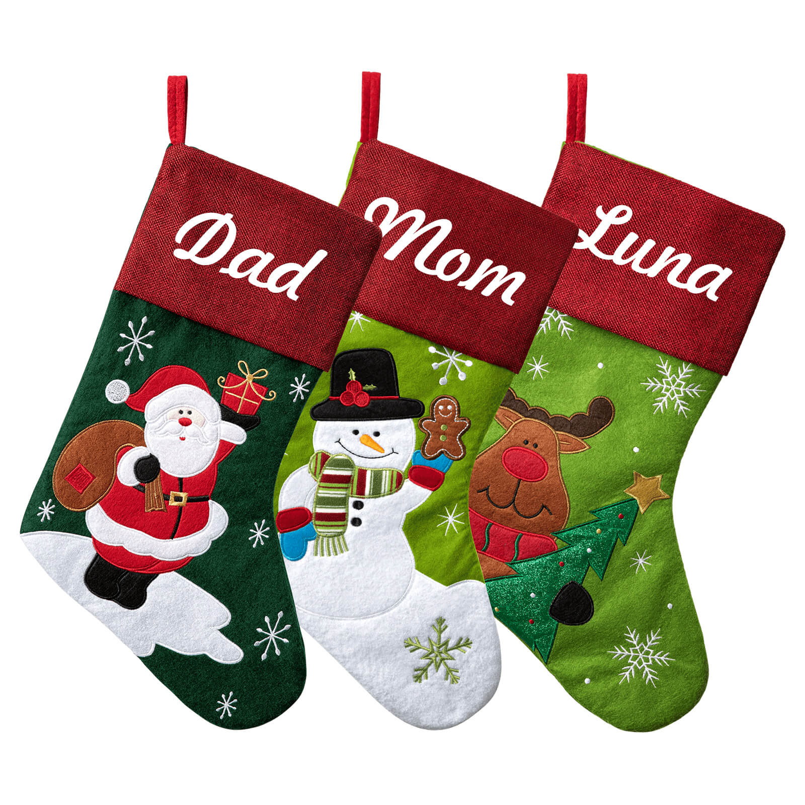 Custom Christmas stockings with Embroidered name