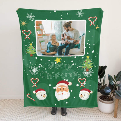 Personalized Christmas Green Blanket with Photo