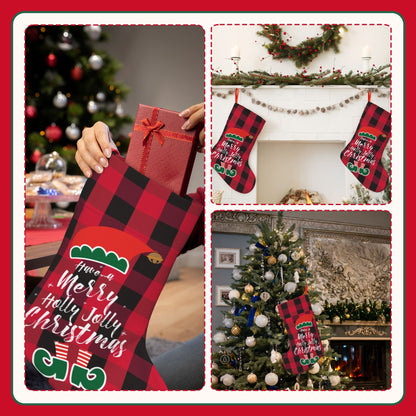 Personalized Christmas stocking Santa Plaid