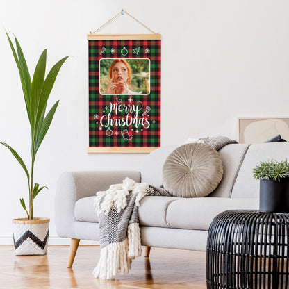 Personalized Christmas Wooden Poster Plaid