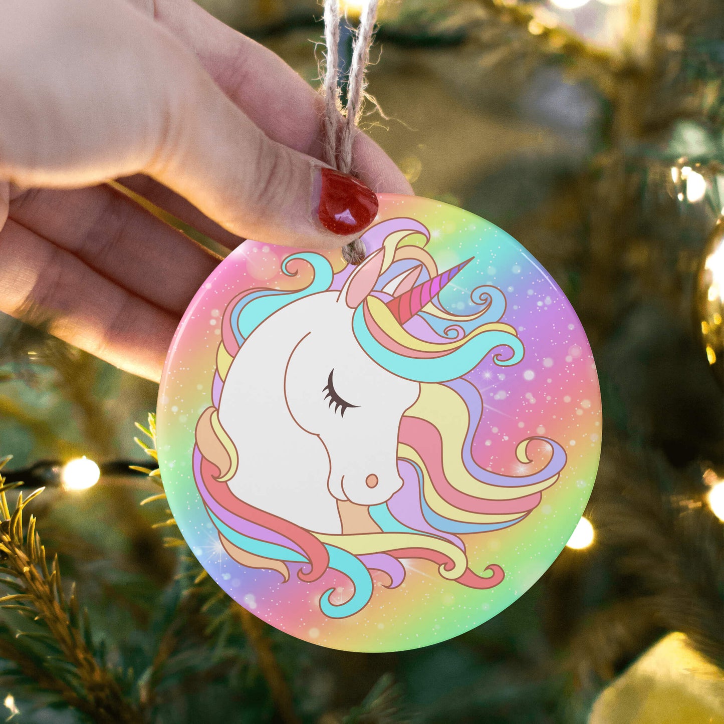 Christmas Unicorn Rainbow Ornaments Gifts