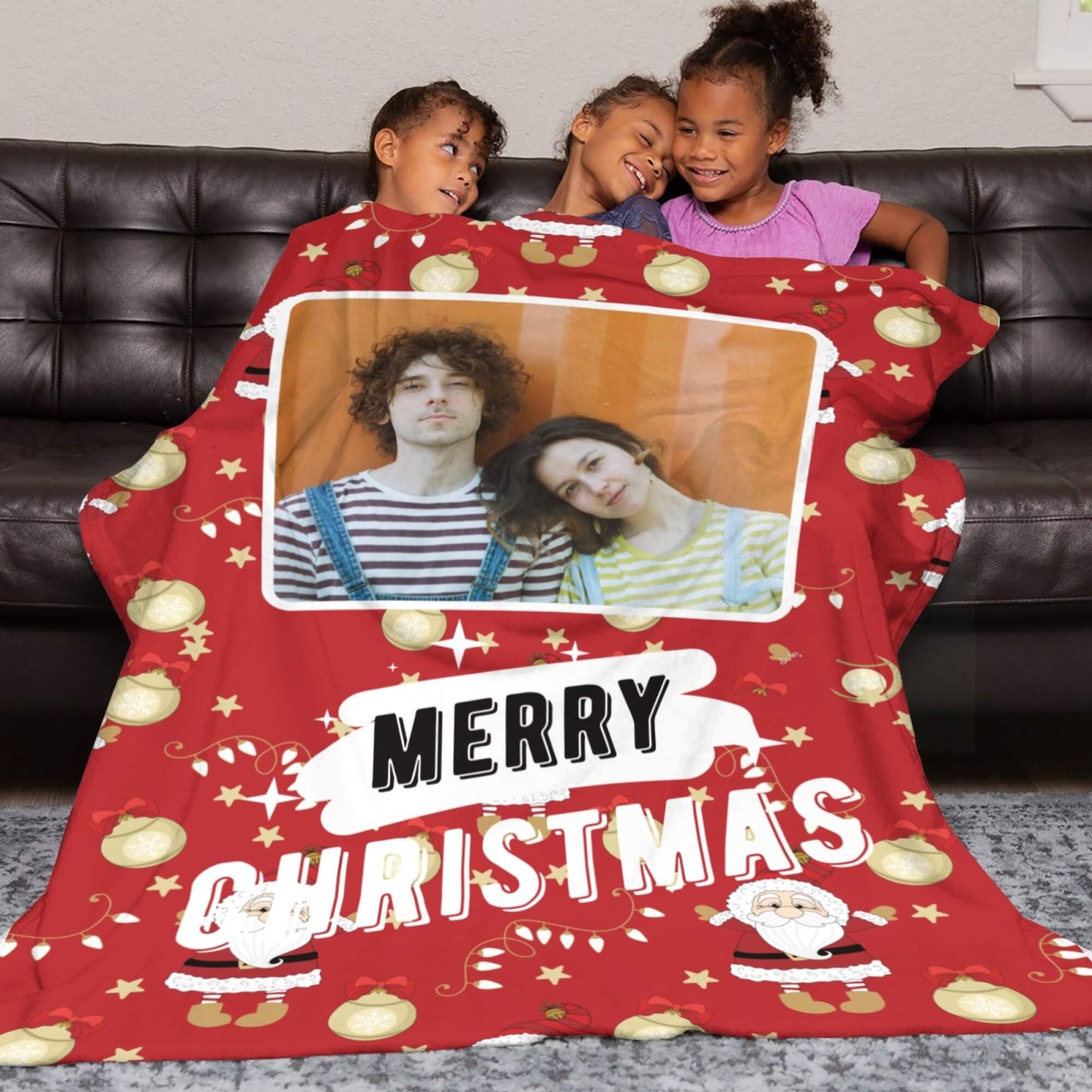 Personalized Christmas Santa Blanket with Photo