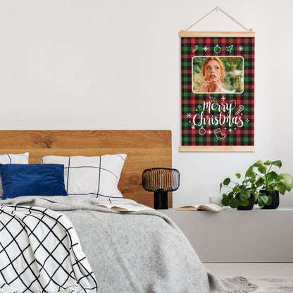 Personalized Christmas Wooden Poster Plaid