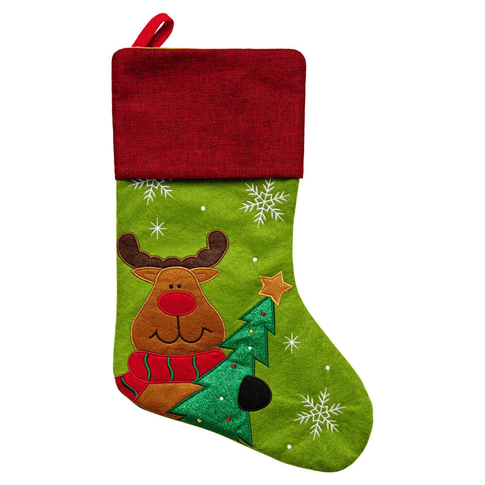 Personalized Wool Felt Christmas Stocking with Embroidered Name for Family Holiday Gifts